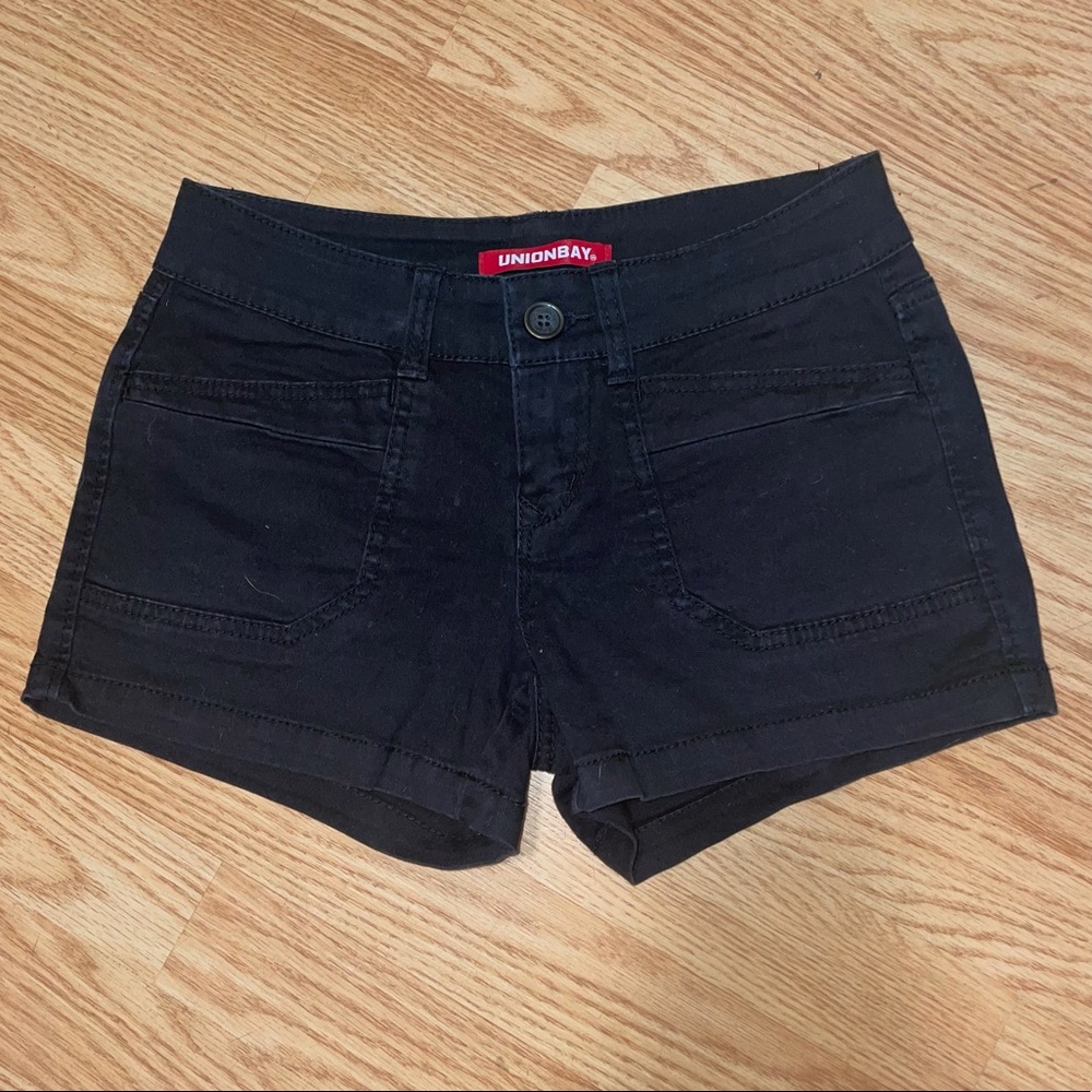 UNIONBAY low-rise black denim shorts